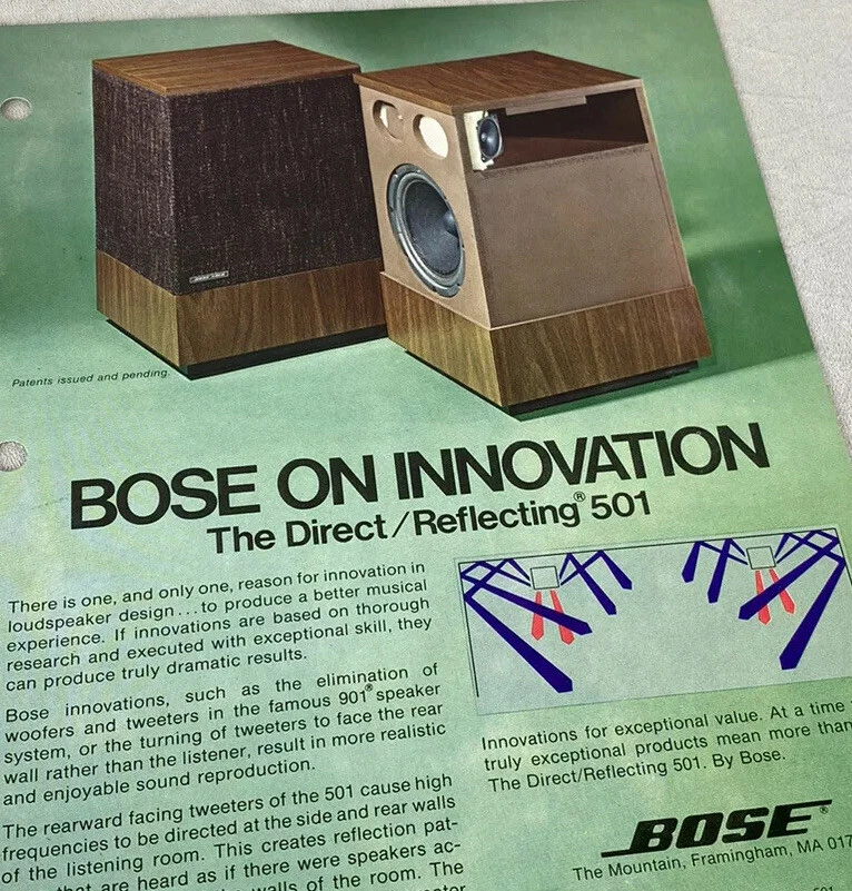 BOSE 501 DIRECT REFLECTING SPEAKER SYSTEM ORIGINAL PRODUCT AD