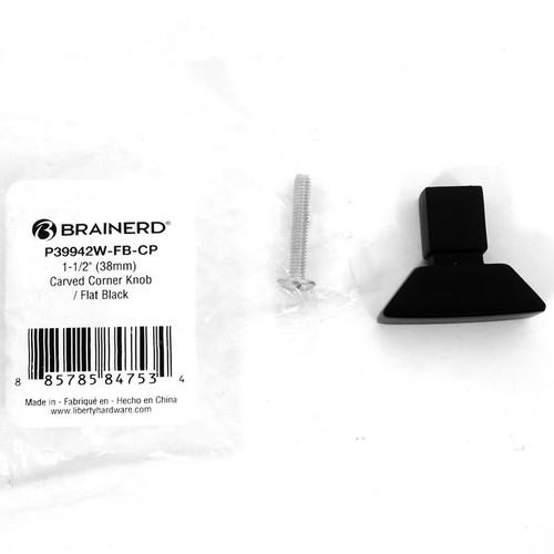 Brainerd, P39942W-FB-CP, 1 - 1/2" Carved Corner Knob / Flat Black (8 in Lot) - Picture 2 of 7
