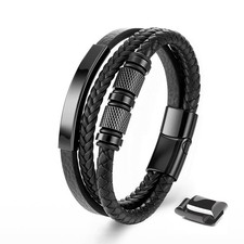 Armband Herren Lederarmband Edelstahl Magnetschlie&szlig;e Armband  Geflochten