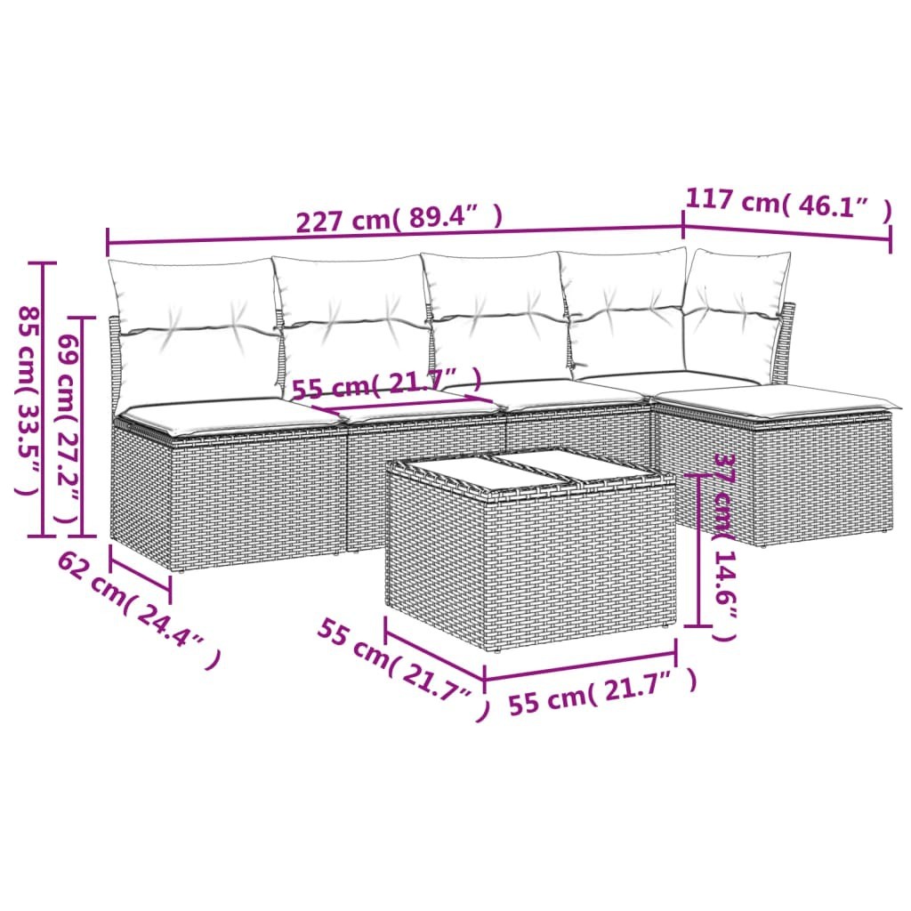 Garden Sofa Set Beige PE Rattan Large Modular Garden Sofa Set