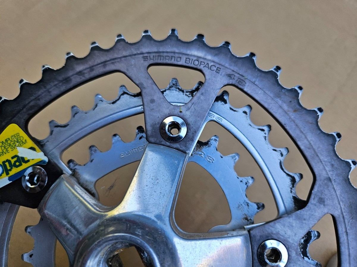 Vintage Shimano FC-B124 BioPace Triple Mountain Crankset 175mm 48