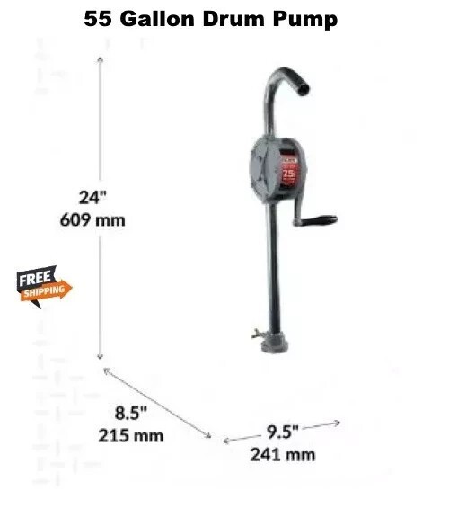 Rotary Drum Barrel Pump 55 Gallon Transfer Liquid Cast Iron Fuel Water Oil NEW
