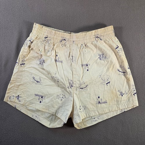 Vintage Swim Trunks Mens Medium 50s 60s Beach Shorts Sketch Graphic Mesh Jantzen