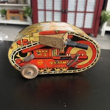 Vintage 1930 s Louis Marx Co. US Army Tank 3 Tin Litho