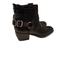 Sam Edelman Bellamie Western Style Moto Boots Black Leather Size 7 NEW!