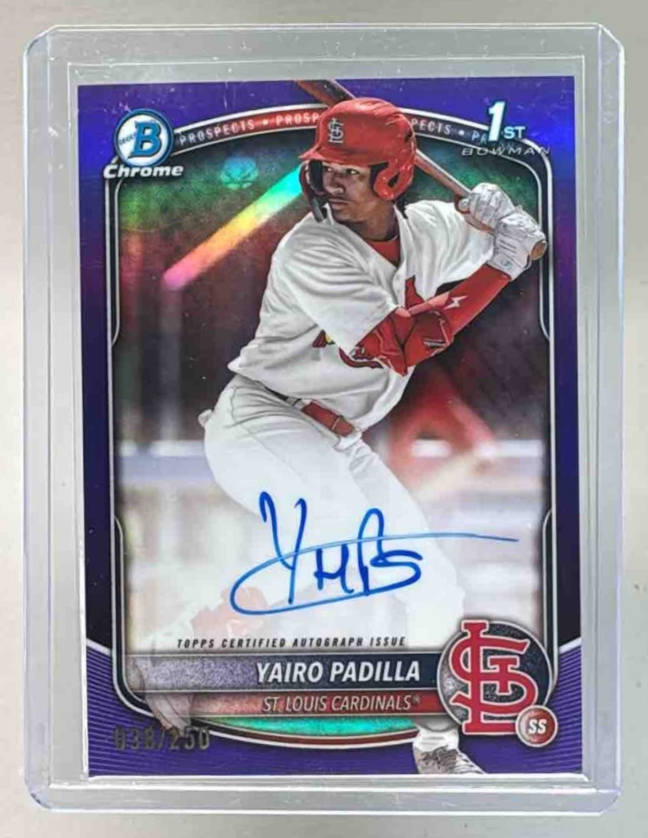 Yairo Padilla 2025 Bowman Chrome #CPA-YP Purple Refractor Auto 1st RC /250