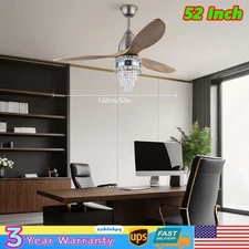 52in Ceiling Fan Light 6 Speed Flush Mount Wood Ceiling Fan Lamp +Remote Control