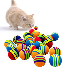50pcs 1.4" Interactive Cat Toy Balls for Indoor Cats Colorful Rainbow Soft Foam