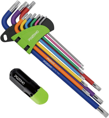 10-Piece Extra-Long Arm Torx(T10-T50) Hex Key Set | Color-Coded Ball End Allen W
