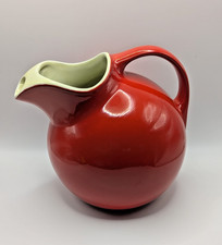 Hall Pottery Chinese Red Ball Pitcher with White Handle — listing 5