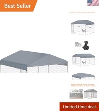 Durable 10' x 10' Outdoor Dog Kennel Cover - Waterproof Gray Replacement Top
