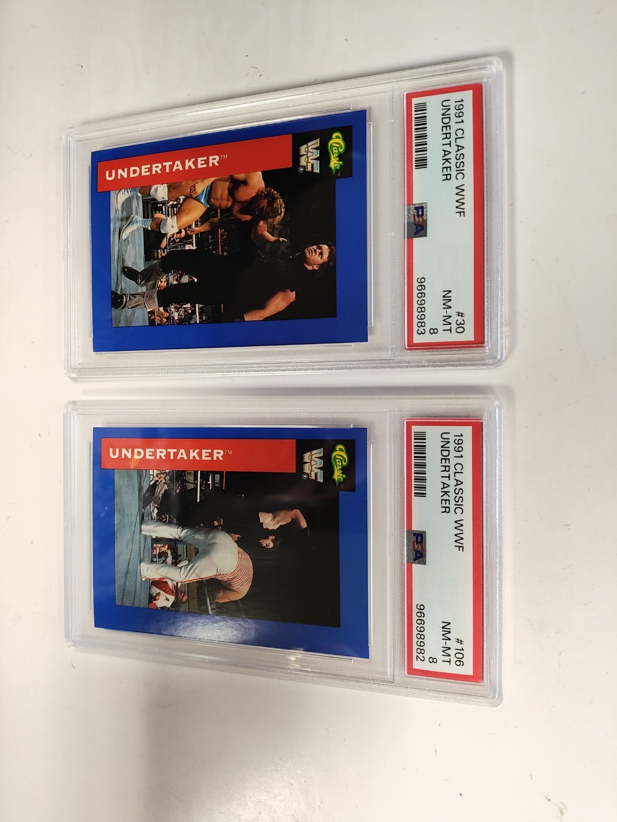 1991 CLASSIC UNDERTAKER ROOKIES PSA 8 (LOT OF 2) WWF CLASSIC GRADED CARDS    view 6