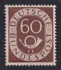 WEST GERMANY 1951 Posthorn 60pf Red-Brown SG 1057 Mint no gum