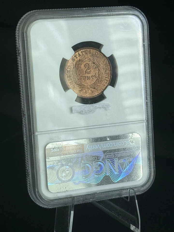 1864 LARGE MOTTO 2 CENT NGC MS63RB (STUNNING) - Image 3 of 4