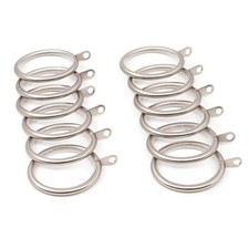 12 PCS Brushed Nickel Metal Curtain Rings With Eyelets 1.77 Inch Silent Glide