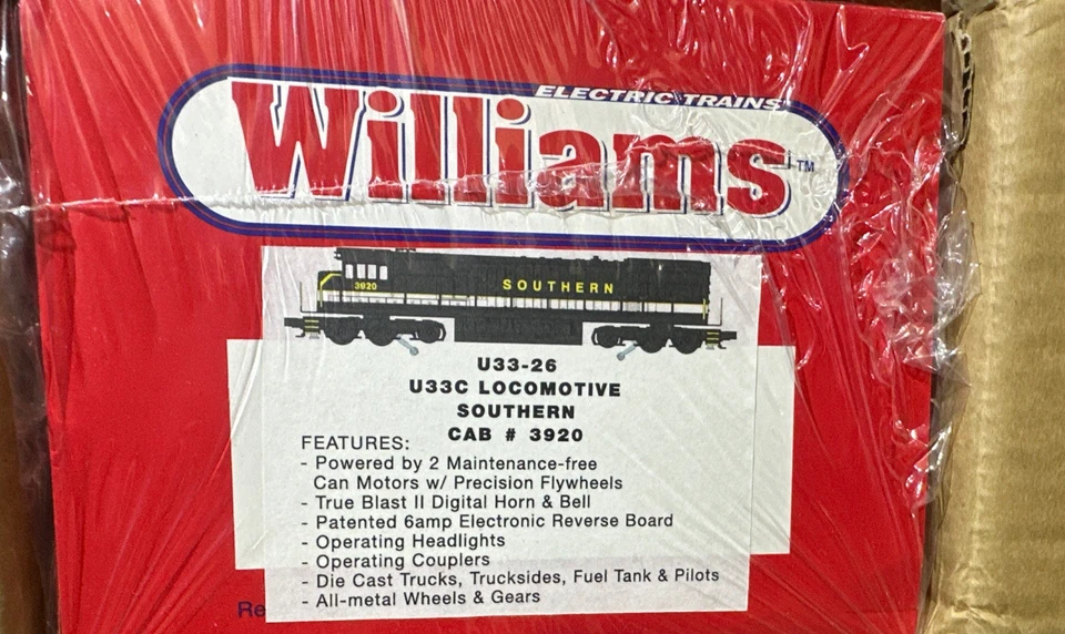 Locomotora diésel Williams U33C SOUTHERN #3920 escala O TRUE BLAST II U33-26 NUEVA Foto 3 de 4