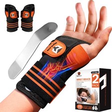 2 Pack Carpal Tunnel Wrist Brace, Adjustable Night Wrist Support with Wrist S...