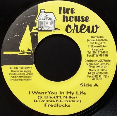 Fredlocks - I Want You In My Life, 7'', (Vinyl)