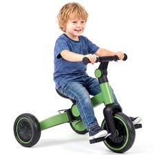 Kids Boys Girls Toddler Portable Folding Tricycle Trike Pedal Bike - Green