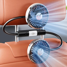 Dual Head Gooseneck Car Cooling Fan for Back Seat Kids, Usb Powered 3 Speeds Car