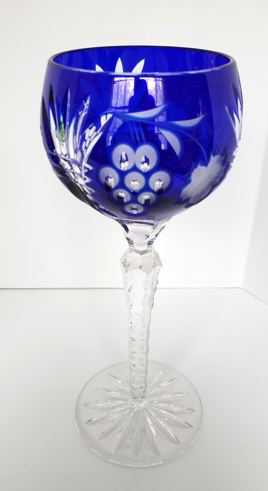 Set of 4 Crystal Clear Industries COLORED Cut to clear HOCK WINE GLASSES # CC17