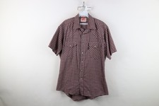 Vtg 80s 90s Levis Cowboy Mens Large Western Snap Button Short Sleeve Shirt Plaid