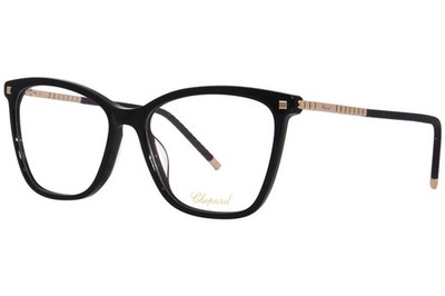 Chopard VCH349M 0BLK Eyeglasses Women's Super Black Full Rim Cat Eye 55mm