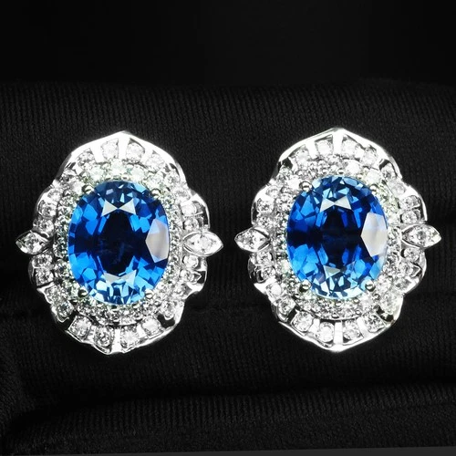 925 Sterling Silver Handmade Earrings Fabulous Cornflower Blue Sapphire 15Ct