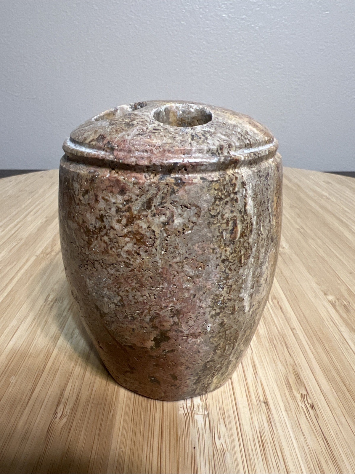 Natural Jasper Stone Toothbrush Holder 4 Inch Tall-3 Inch Wide-Heavy