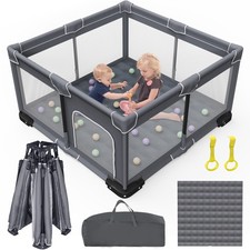 Foldable Baby Playpen with Mat, Foldable Playpen for Babies and Toddlers, Fol...