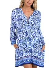 113 La Blanca Women's Alboran Sea Lace Neck Swimsuit Tunic Cover Up XL zjn2526a