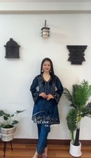 Indian Heavy Viscose Velvet Kurti Pant Set Pakistani Party wear Kurta Cord Set