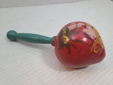 Hand Painted Mexican Vintage Gourd Maraca Shaker Folk Art