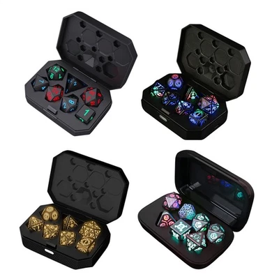 MARKENLOS 7pcs LED DND DICE -Set, Licht mit Würfeln mit USB -Ladungsbox -Rollenspiel RPG