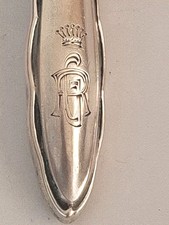 um 1900 Tortenheber SILBER Messing - Gravur FREIHERRENKRONE Monogramm RG - B09