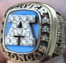 1986 DENVER BRONCOS AFC CHAMPIONS CHAMPIONSHIP PLAYERS RING 10K GOLD DIAMONDS