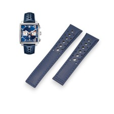 Cinturino orologio 39 mm Monaco Gulf CBL2115-FC6494 22 mm pelle blu per Tag Heuer