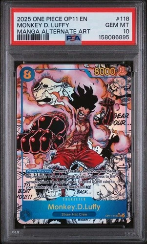 2025 ONE PIECE OP11-EN  #118 MONKEY D. LUFFY MANGA PSA 10 (Q895