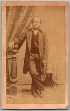 Antique CDV Circa 1860s Holmes Man in Suit New York NY