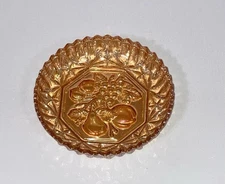 Vintage 5 inch Round Federal Glass Pioneer Pattern Candy Trinket Dish Pink Amber