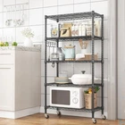 Homdox 5 -Tier Steel Wire Shelving Unit on Wheels Chrome Shelves for Living Home