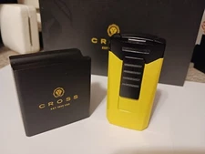 QUATUM V TURBO JET CIGAR CIGARETTE REFILLABLE BUTANE YELLO LIGHTER BIRTHDAY GIFT