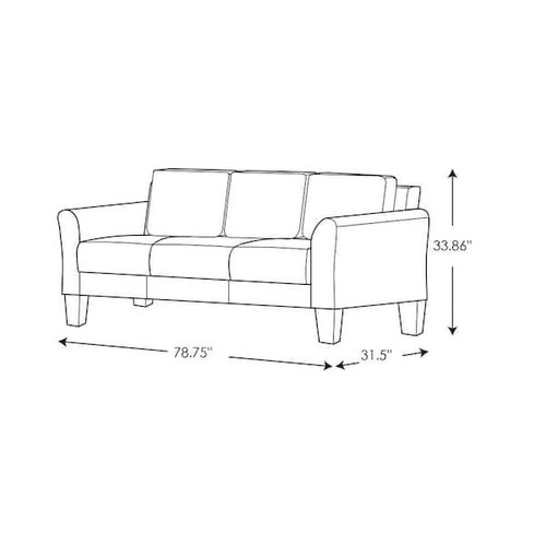 80.3 in. Round Arm Polyester Rectangle 3-Seater Sofa in Dark Grey - Picture 3 of 7