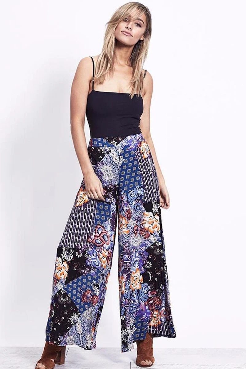 Jaase Collage Demure Wide Leg Floral Multi Color Pants Size XS S