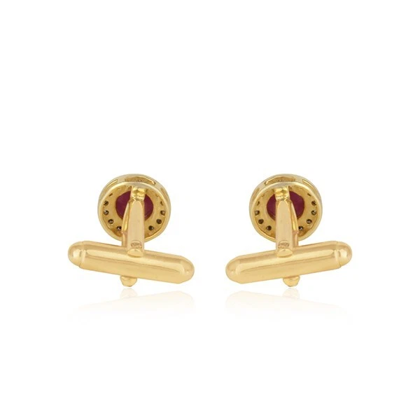 Men's Cufflinks Round Paved Cut Diamond 925 Silver Cufflinks For Groomsmen Gift - Image 3 of 4