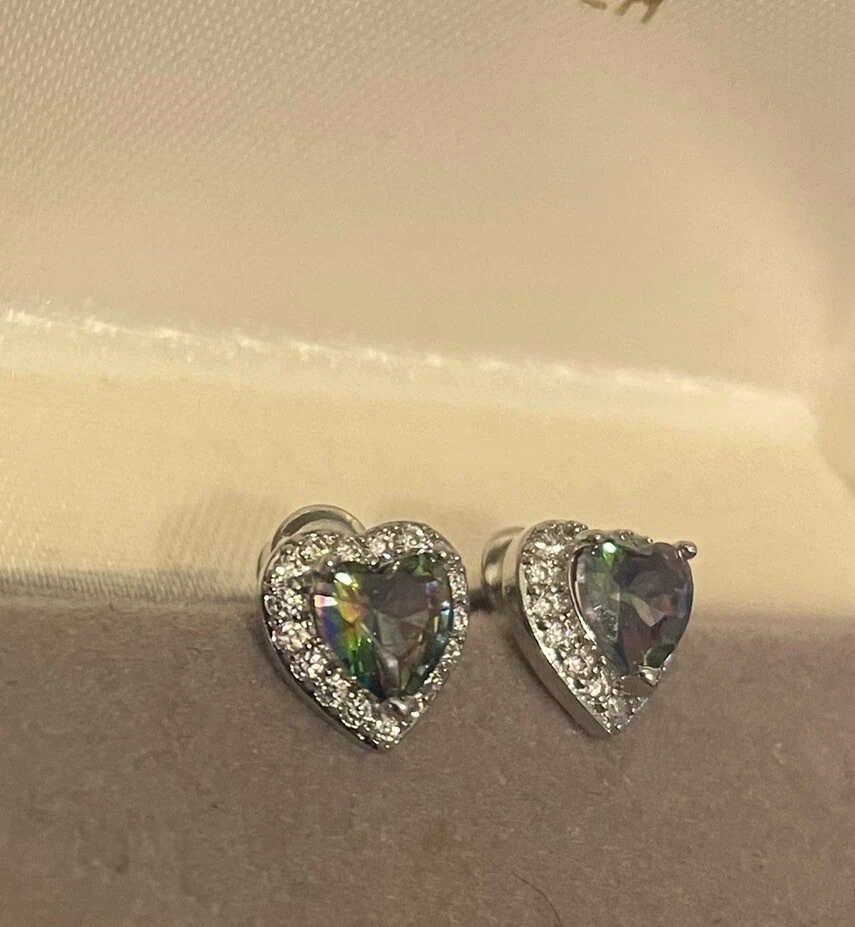 Macys Heart Alexandrite And Lab Created Sapphire Stud Earrings in