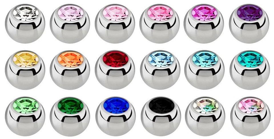 Piercing Titanio Gioiello Ricambio Chiusura Ball Vite Sfera 1,2x3mm Con Crystal - Immagine 3 di 4