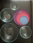 Pyrex Clear Ribbed Mixing Nesting Bowl Set 4 Vintage 7401-S To 7404-S. 3 Lid USA
