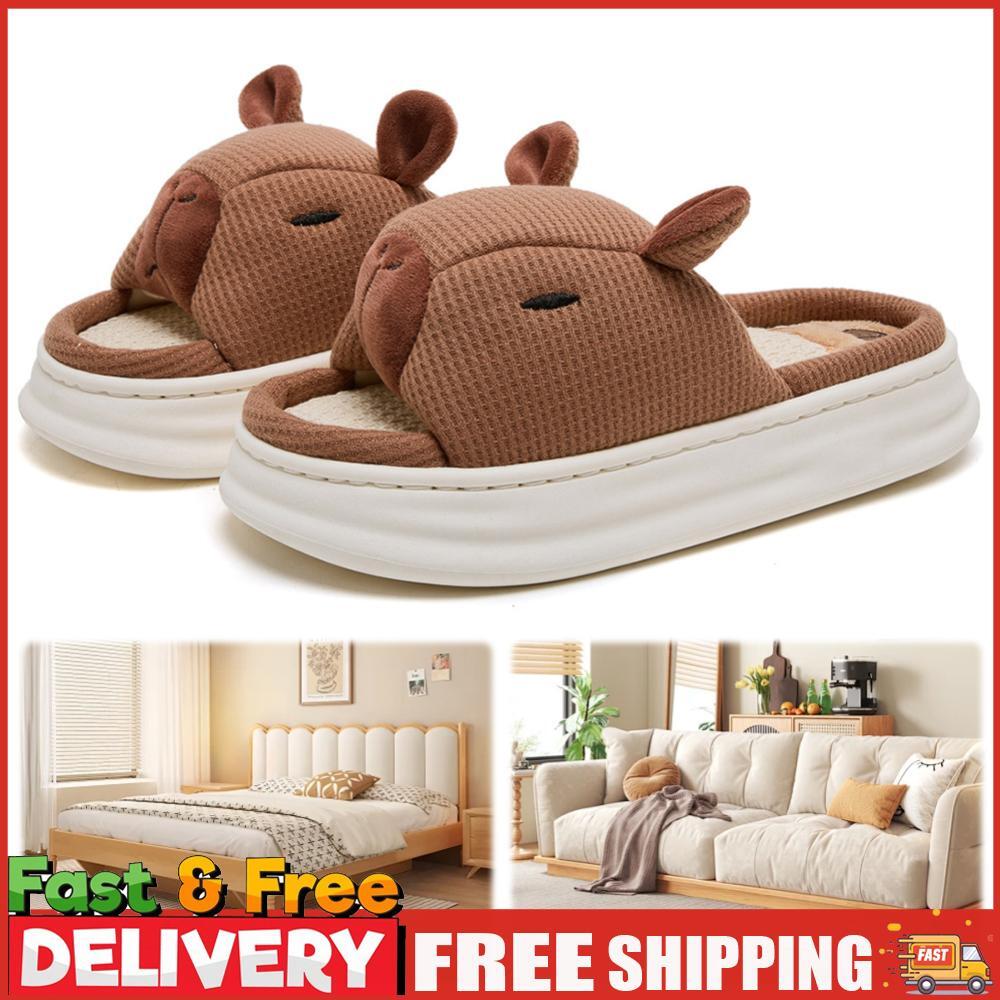 APL Pantofole Capybara punta aperta morbide ciabatte da casa per camera da letto interna (marrone 38 39)