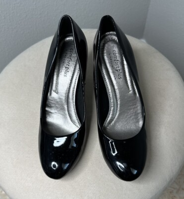 Comfort Plus By Predictions Faux Patent Leather Pump. Black. Sz 5